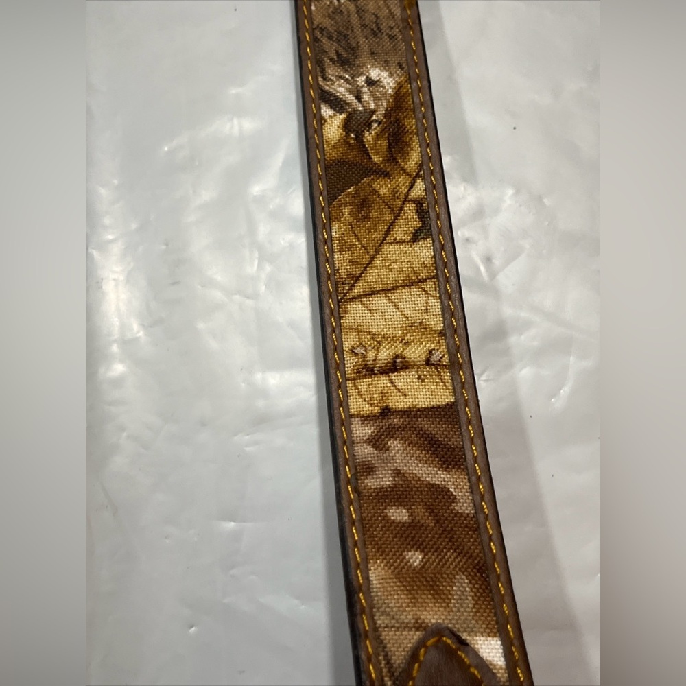 REALTREE REVERSIBLE Brown/ tan green camo BELT Leather Silver Buckle men 34-36 M - Picture 12 of 15